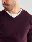 North South Merino V-Neck Jumper, Plum product photo View 04 S