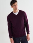 North South Merino V Neck Jumper, Plum product photo View 05 S