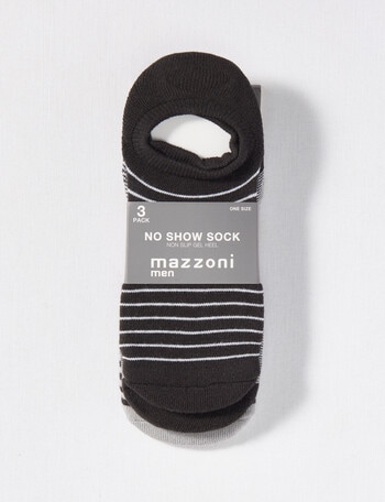Mazzoni Stripe No Show Sock, 3-Pack, Grey product photo