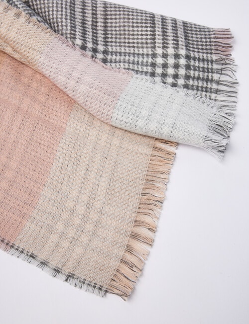 Boston + Bailey Double-Faced Check & Tartan Scarf, Blush & Grey product photo View 02 L