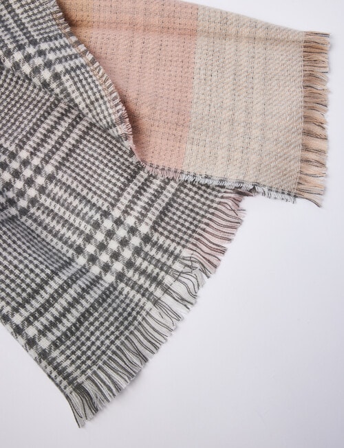 Boston + Bailey Double-Faced Check & Tartan Scarf, Blush & Grey product photo View 03 L