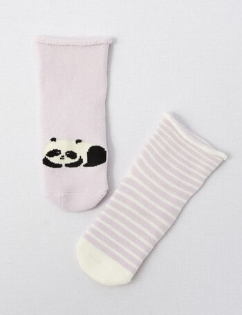 Simon De Winter Panda Terry Roll Top Socks, 2-Pack, Purple product photo