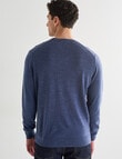 North South Merino Crew Neck Jumper, Denim Marle product photo View 02 S
