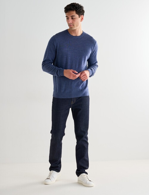 North South Merino Crew Neck Jumper, Denim Marle product photo View 03 L