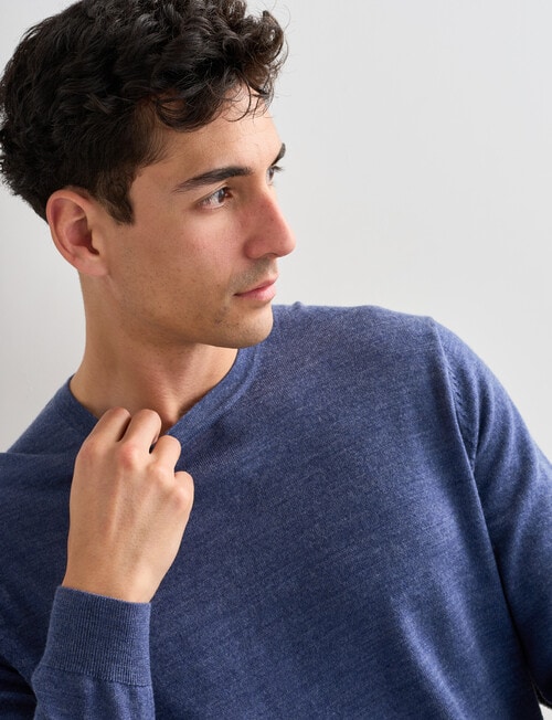 North South Merino Crew Neck Jumper, Denim Marle product photo View 04 L