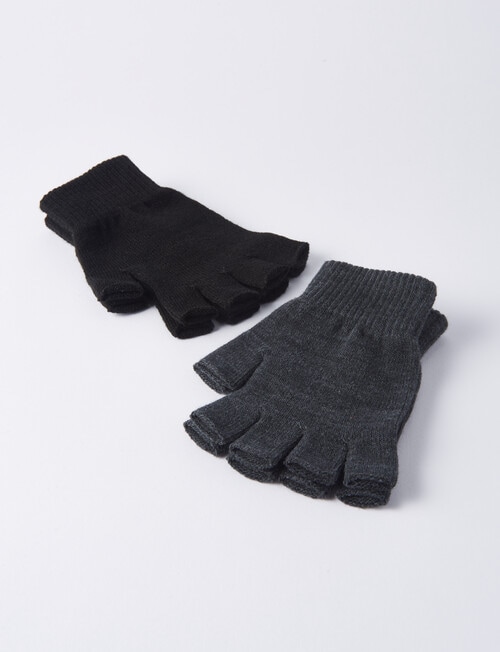 Boston + Bailey Fingerless Gloves, 2-Pack, Black & Charcoal product photo View 02 L