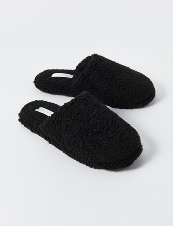 Whistle Sleep Teddy Scuff Slippers, Black product photo
