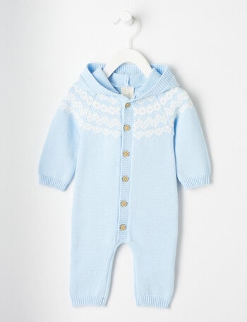 Little Bundle Hooded Knit All In One, Baby Blue product photo