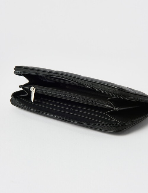 Whistle Accessories Quilted Large Zip Wallet, Black product photo View 03 L