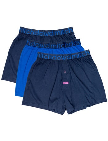 Mitch Dowd Knit Boxer, 3-Pack, Navy & Blue product photo