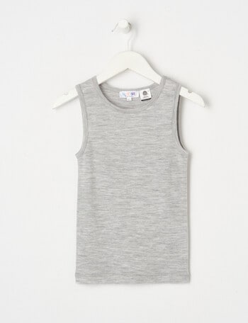 Blue Ink Merino Unisex Singlet, Grey Marl, 3-7 product photo