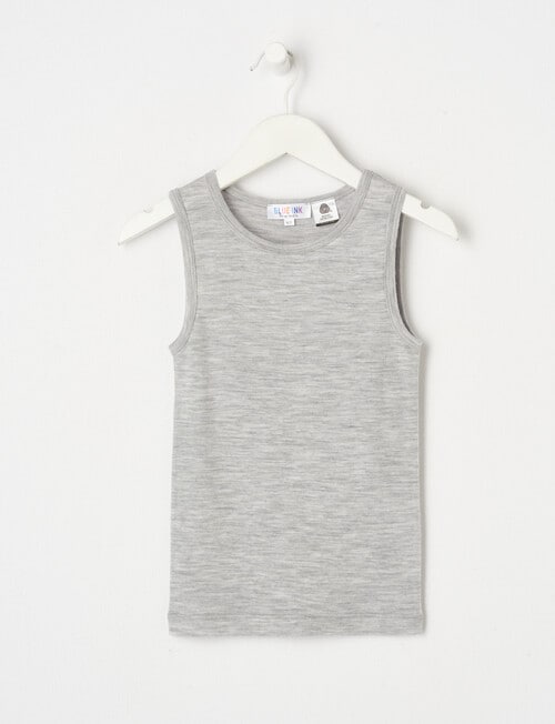 Blue Ink Merino Unisex Singlet, Grey Marl, 3-7 product photo
