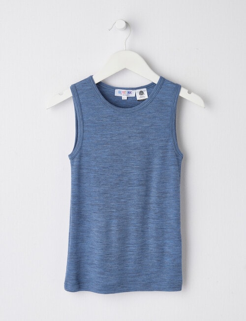 Blue Ink Merino Unisex Singlet, Steel Marle, 3-7 product photo