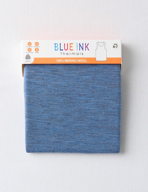 Blue Ink Merino Unisex Singlet, Steel Marle, 3-7 product photo View 02 L