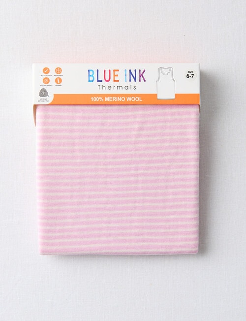 Blue Ink Merino Unisex Singlet, Dusty Pink & White Stripe, 3-7 product photo View 02 L