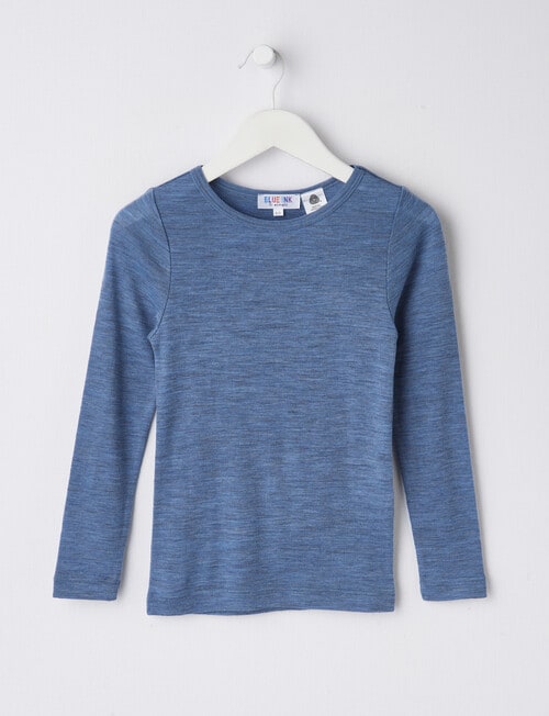 Blue Ink Merino Unisex Long Sleeve Top, Steel Marle, 3-7 product photo