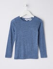 Blue Ink Merino Unisex Long Sleeve Top, Steel Marle, 3-7 product photo