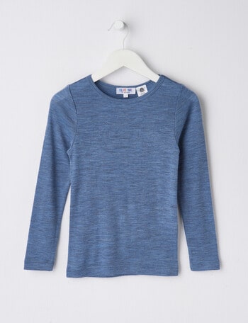 Blue Ink Merino Unisex Long Sleeve Top, Steel Marle, 3-7 product photo