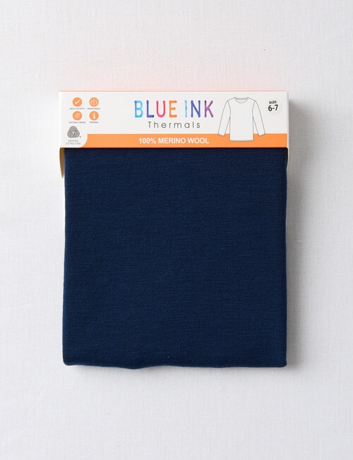 Blue Ink Merino Unisex Long Sleeve Top, Navy, 3-7 product photo View 02 L