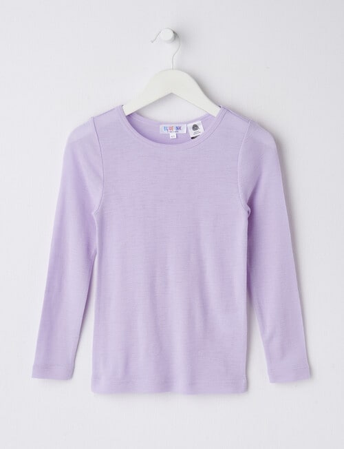 Blue Ink Merino Unisex Long Sleeve Top, Soft Lilac, 3-7 product photo