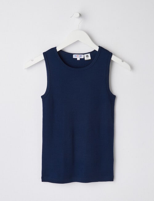 Blue Ink Merino Unisex Singlet, Navy, 8-14 product photo