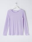Blue Ink Merino Unisex Long Sleeve Top, Soft Lilac, 8-14 product photo