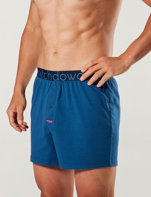 Mitch Dowd Deep Water Stripe Knit Boxer Short, Blue product photo View 03 L