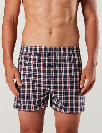 Mitch Dowd Men's Fraternity Check Cotton Stretch Boxer Short, Navy product photo