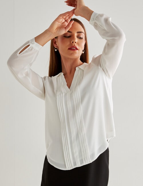 Oliver Black Pleated Shirt, White product photo View 06 L