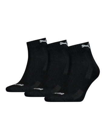 Puma Quarter Crew Cushioned Sock, 3-Pack, Black product photo