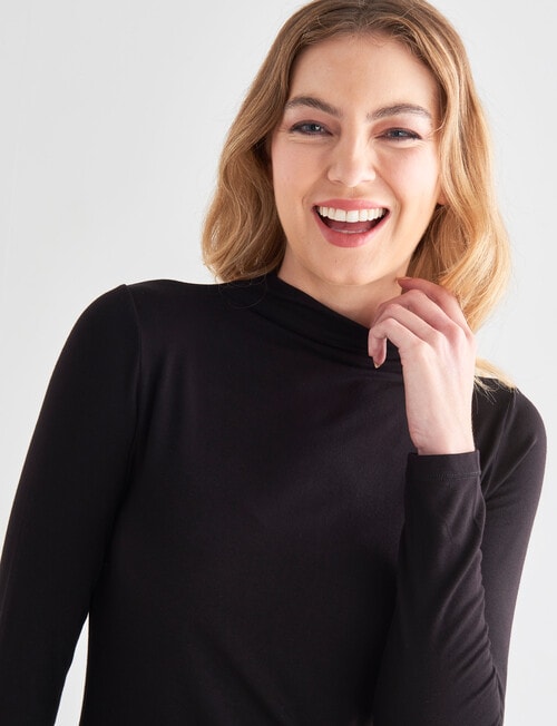 Bodycode Long Sleeve Mock Neck Top, Black product photo