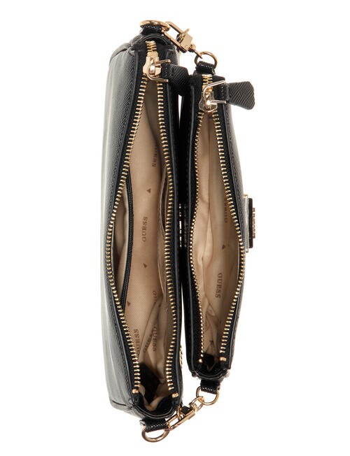 Guess Noelle Double Pouch Crossbody Bag, Black Handbags
