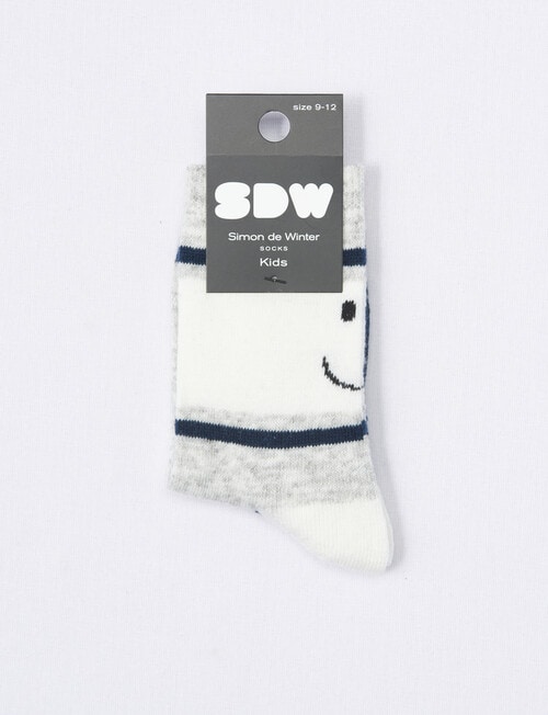 Simon De Winter Smiling Face Wool Blend Crew Sock, Grey product photo View 02 L