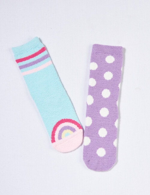 Simon De Winter Rainbow Heart Home Socks, 2-Pack, Aqua & Purple