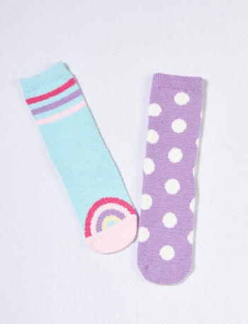 Simon De Winter Rainbow Heart Home Socks, 2-Pack, Aqua & Purple product photo