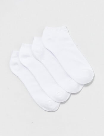 Gym Equipment Cotton Rich Cushion Sole Sneaker Sock, 4-Pack, White product photo