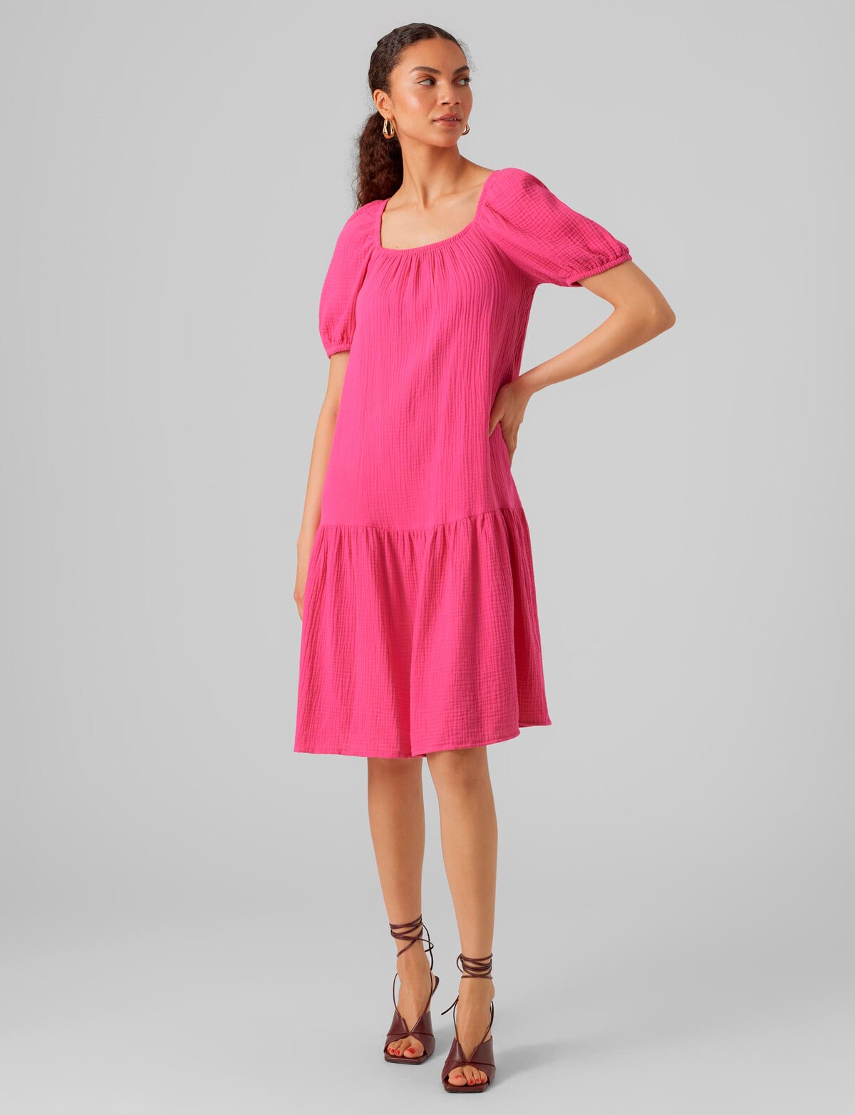 Yarrow 2/4 Dress, Nia Sleeve Vero Moda - Dresses Pink Natali