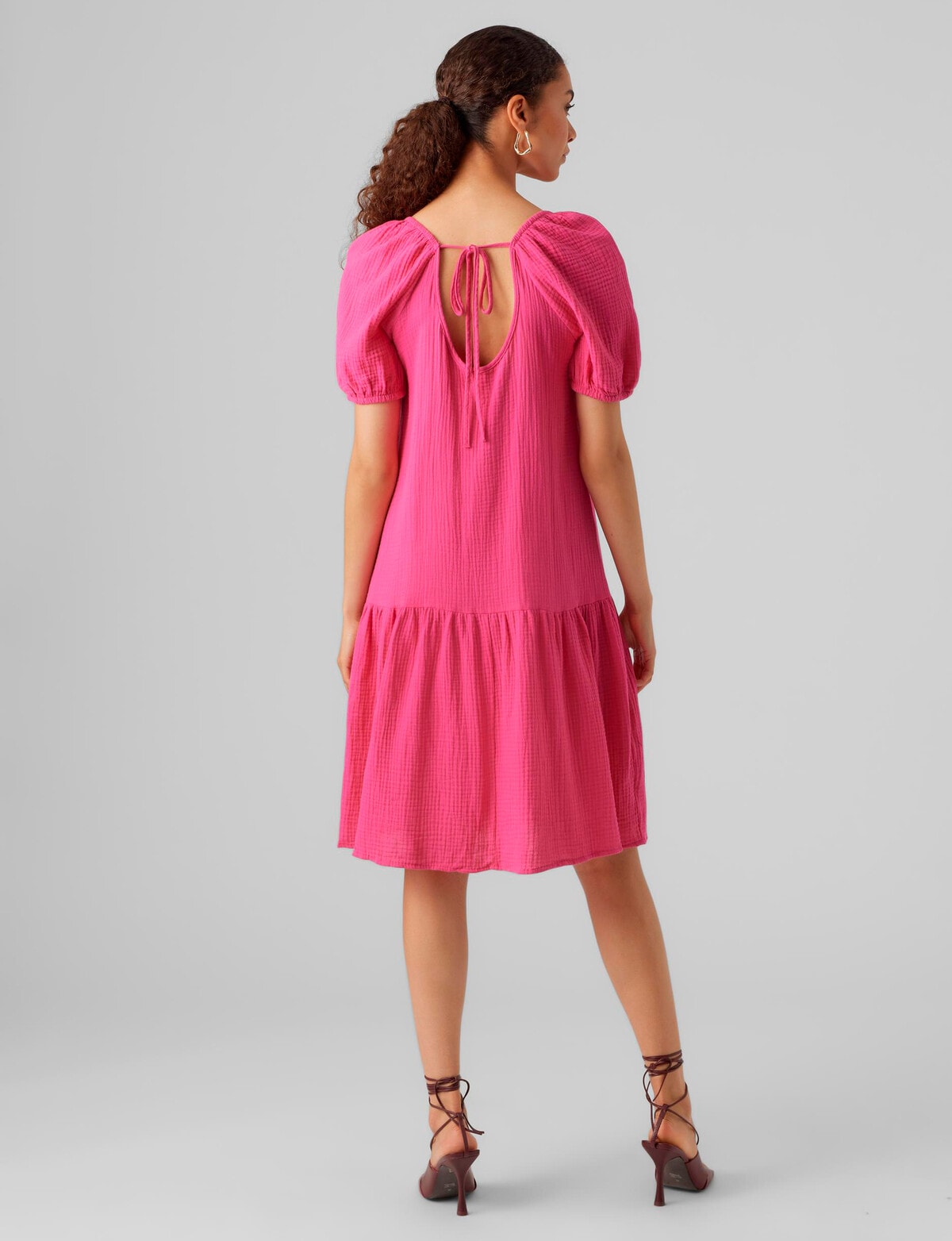 Vero Moda Natali Nia 2/4 Sleeve Dress, Pink Yarrow - Dresses