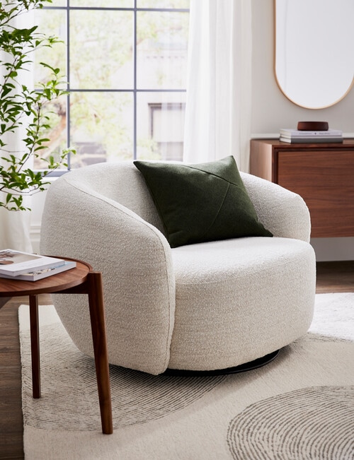 LUCA Furniture Callie Swivel Chair, Boucle Natural product photo View 02 L