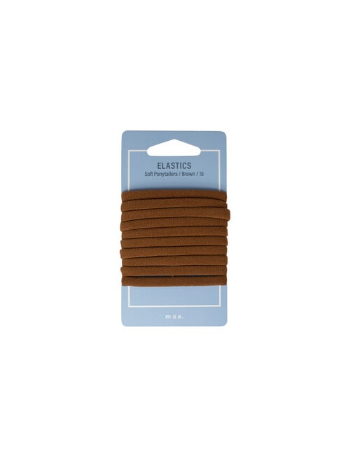 Mae Elastics Soft Ponytailers, Brown, Set of 10 product photo View 02 L