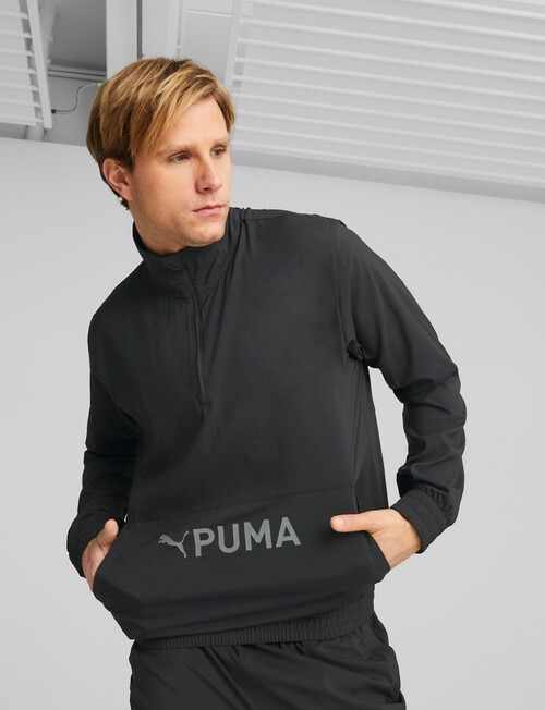 Puma Heritage Woven 1/4 Zip, Black product photo View 03 L