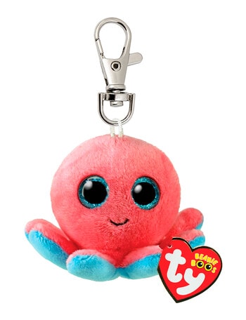 Ty Beanies Boo Sheldon Coral Octopus Clip, 9cm product photo