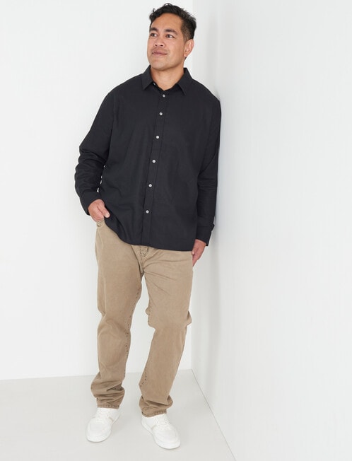 Chisel King Size Linen Shirt, Black product photo View 03 L