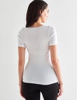 Lyric Thermals Harmony Cotton Pointelle Short Sleeve Top, White product photo View 02 S