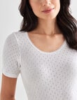 Lyric Thermals Harmony Cotton Pointelle Short Sleeve Top, White product photo View 04 S