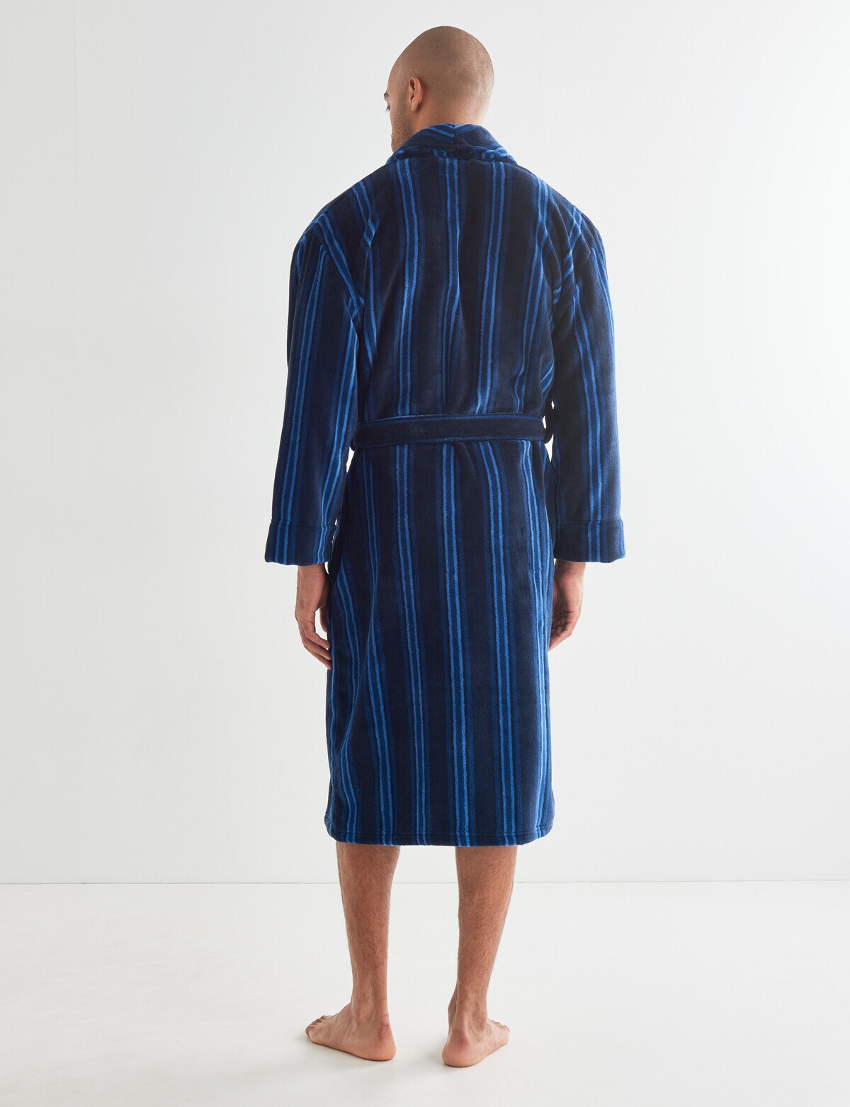 Chisel Stripe Fleece Robe, Blue Robes