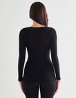 Lyric Thermals Harmony Cotton Pointelle Long Sleeve Top, Black product photo View 02 S