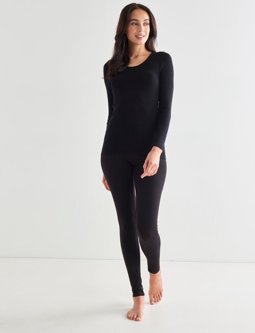 Lyric Thermals Harmony Cotton Pointelle Long Sleeve Top, Black product photo View 03 L