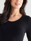 Lyric Thermals Harmony Cotton Pointelle Long Sleeve Top, Black product photo View 04 S