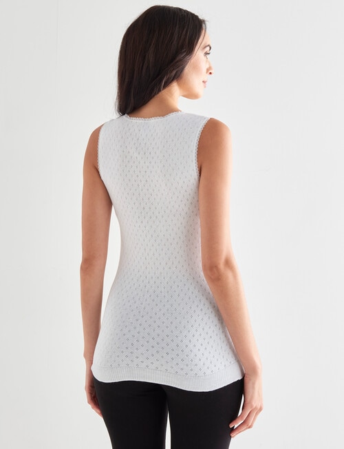 Lyric Thermals Harmony Cotton Pointelle Singlet, White product photo View 02 L